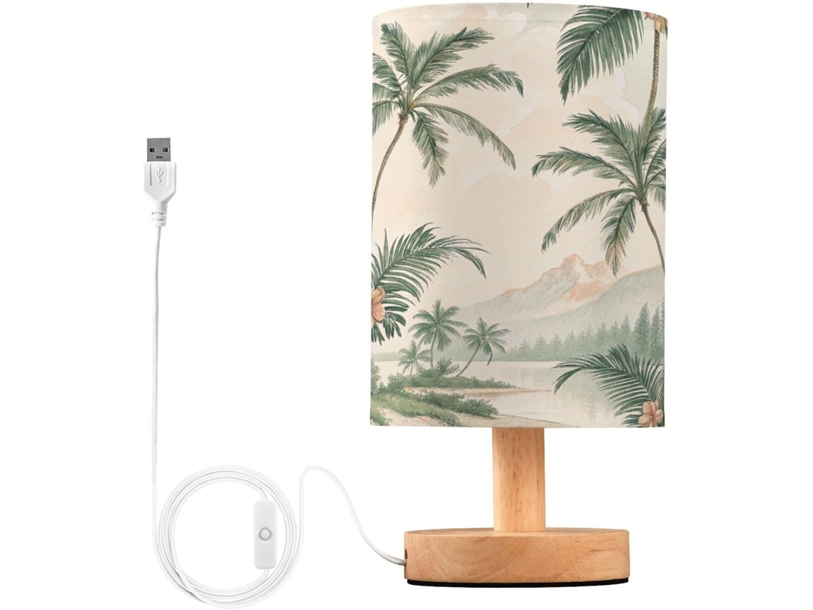 Abajur De Cabeceira Em Formato Palmeira Para Quarto, Com USB C Carregamento Portas, Luminária De Mesa Cabeceira