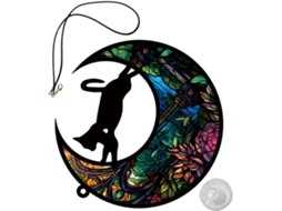 Gato Decorativo para Pendurar com Lua, Feito de Acrílico. Pingente Colorido de Gato com Dispositivo para Pendurar, para CHABERLU