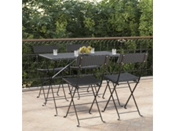 Vidaxl Conjunto De 4 Cadeiras Dobráveis Em Rattan Sintético Preto E Aço.