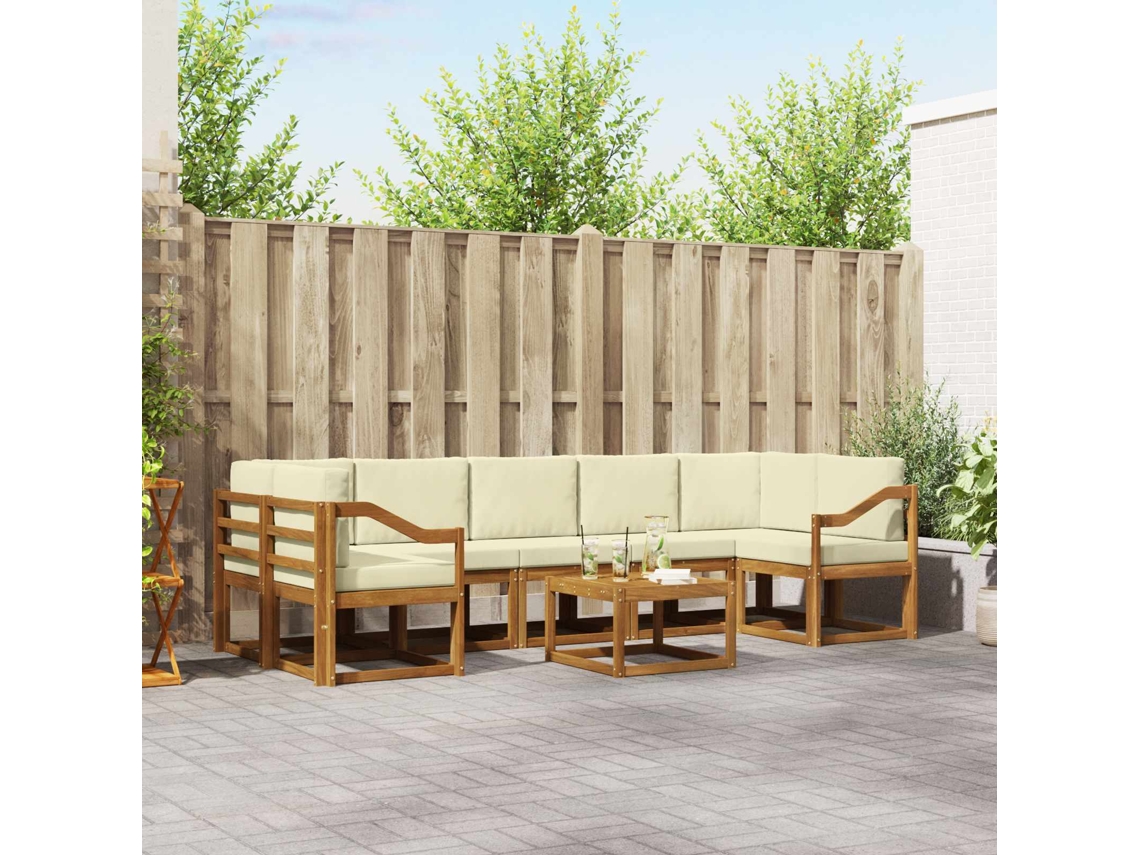 Vidaxl Conjunto De Sofás Para Exterior 8 Unid. Natural E Creme