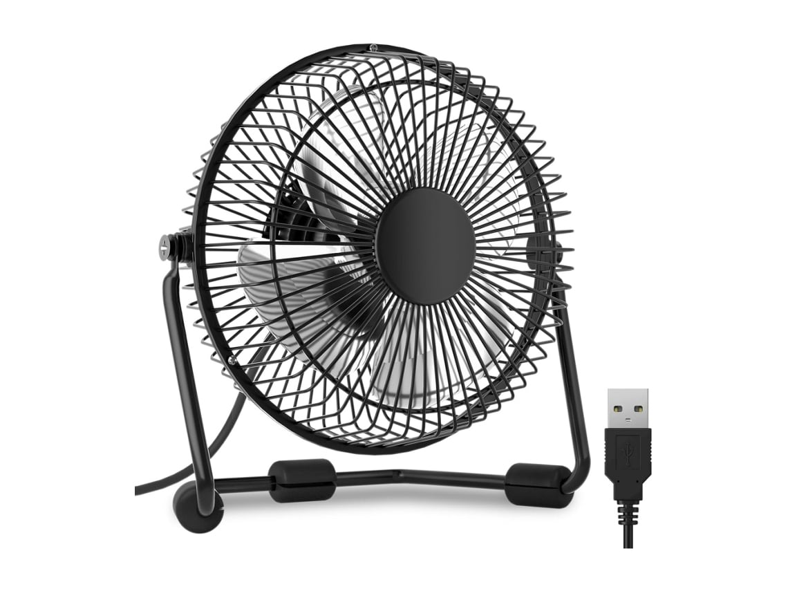 Ventilador Usb Mini Silencioso, 4 Polegadas, Preto