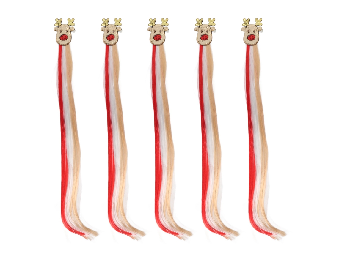 5pcs Extensiones De Pelo Coloreadas Con Clip Para Navidad Y Fiesta