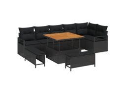 Conjunto 9 Conjunto De Sofá De Jardim Vidaxl Preto Vime Pe (100 X 100 X 71 Cm)