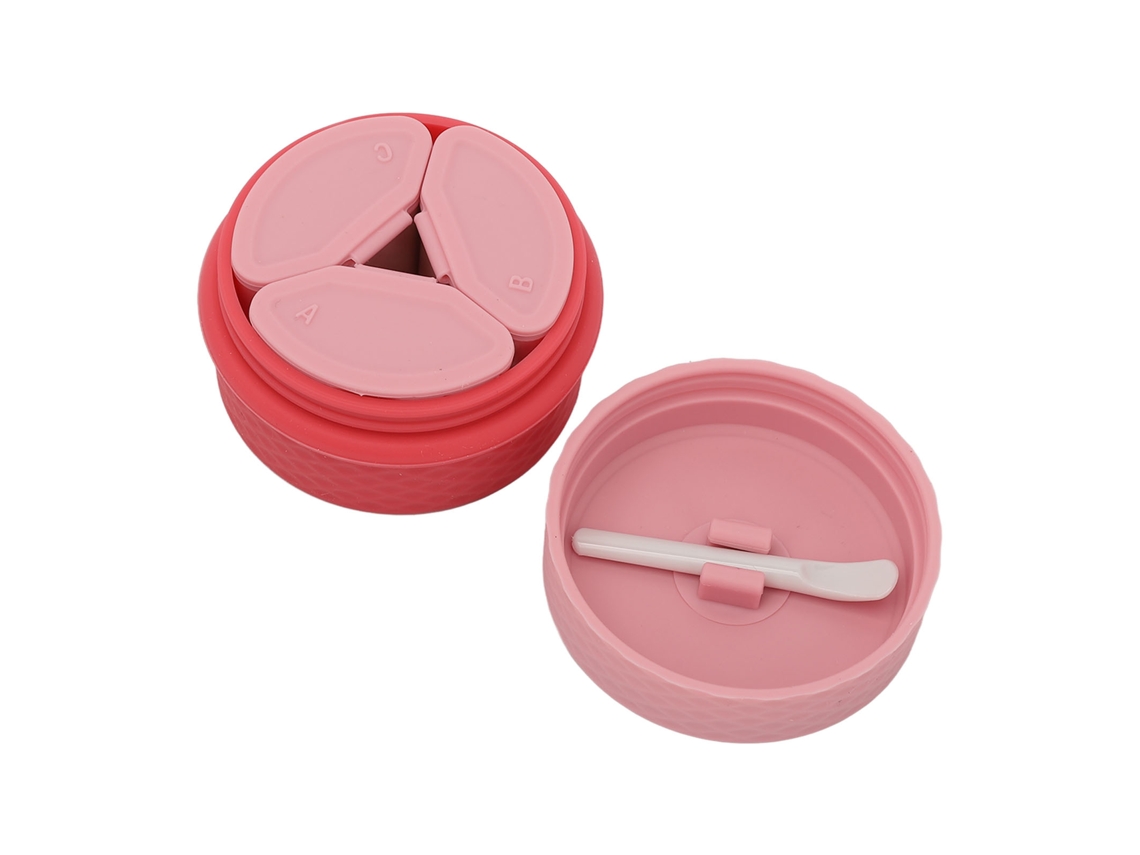 Conjunto De Potes De Maquiagem De Silicone Recarregáveis Rosa Portátil Para Viagens Com 3 Dispensadores Pequenos E Colheres