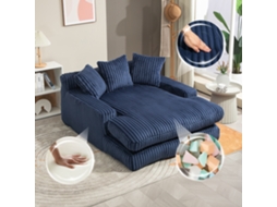 Sofá-cama Cloud Em Veludo Cotelê Com 3 Almofadas, Azul Marinho