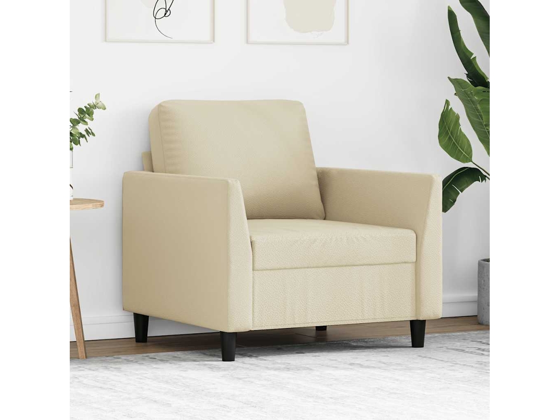 Vidaxl Poltrona 60 Cm Couro Artificial Creme