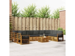 Vidaxl Conjunto De Sofás Para Exterior 11 Pcs Natural E Antracite