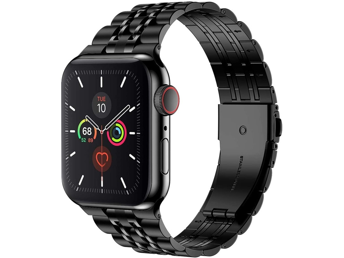 Bracelete para Smartwatch de aço inoxidável ultrafina de sete contas para Apple Watch série 9, 8 e 7 41 mm/SE 3 e SE 2 e 6 e SE e 5 e 4 40 mm/3 e 2