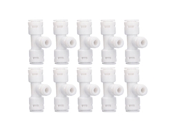 10 Conectores T De Tubo 3 Vias 1/4 E 3/8 Polegada Pp Alimentar Para Purificador De Água