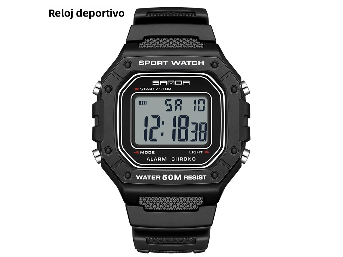 Relógio Digital Masculino , À Prova D'água, com Visor Digital Led com Luz de Fundo e Resistente a Choques. MDUG (preto e Branco)