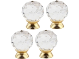 Conjunto De 4 Puxadores Cristal Dourado Para Armários E Decoração Casa