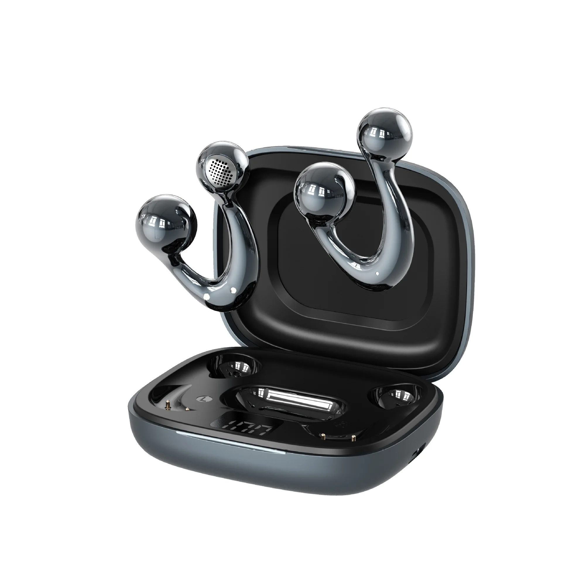 (preto) Estilo gancho de orelha, OWS 6.0, design aberto, sem fio intra-auricular, bateria de longa duração.