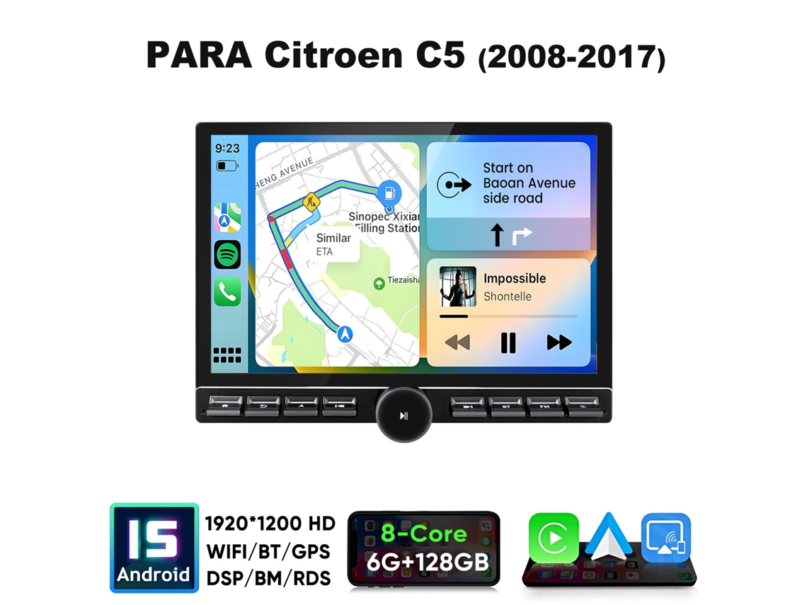 Ecrã Android 13.1” 2k Para Citroën C5 (2008-2017) 6gb+128gb Wifi Carplay Android Auto Hexinex