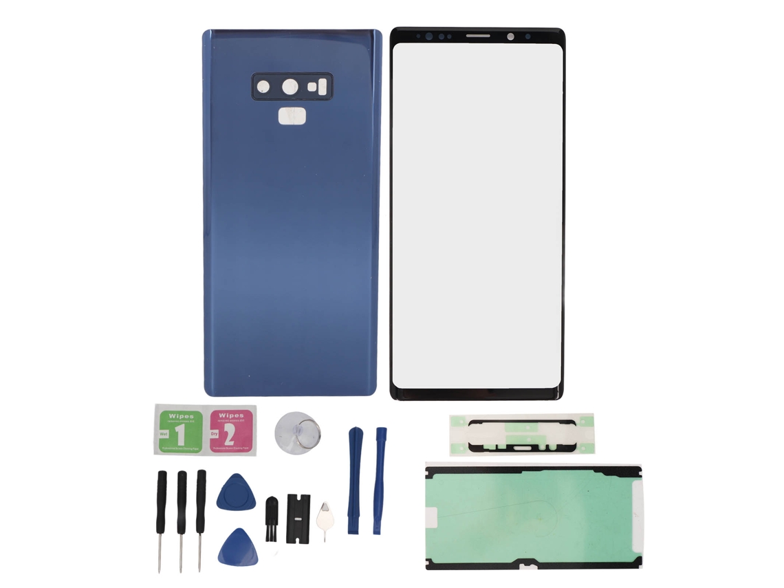 Kit de Reparo Tela Vidro Frontal e Porta Traseira para Samsung Galaxy Note 9 Azul
