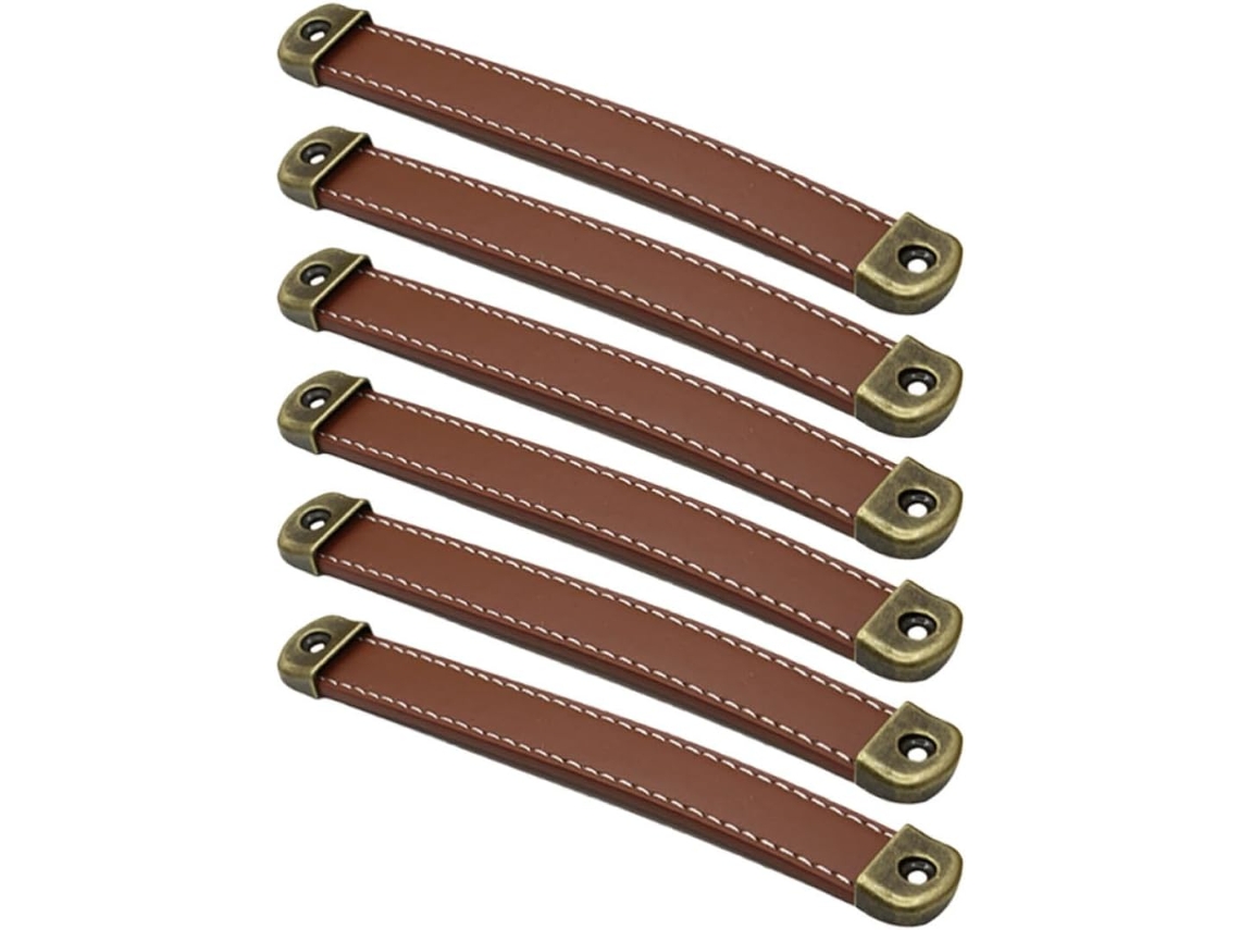 Conjunto De 6 Puxadores E Amortecedores De Gaveta Marrons, Fáceis De Usar.