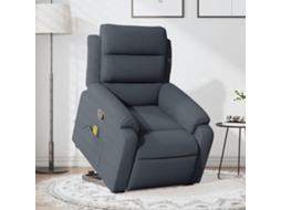 Vidaxl Poltrona Elevatória De Massagens Veludo Cinza-escuro