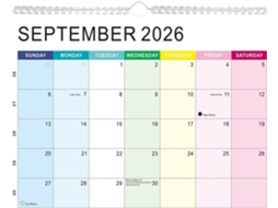 Calendário de Parede 2026, Mensal e Semanal com a 2027, Decoração para Planejamento Acadêmico, Família. CHABERLU