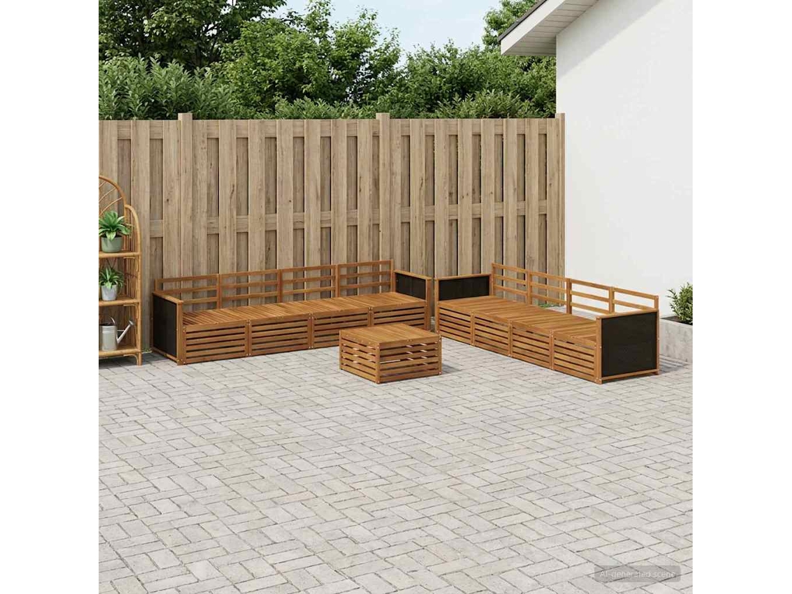Vidaxl Conjunto De Sofás Para Exterior 9 Unid. Natural