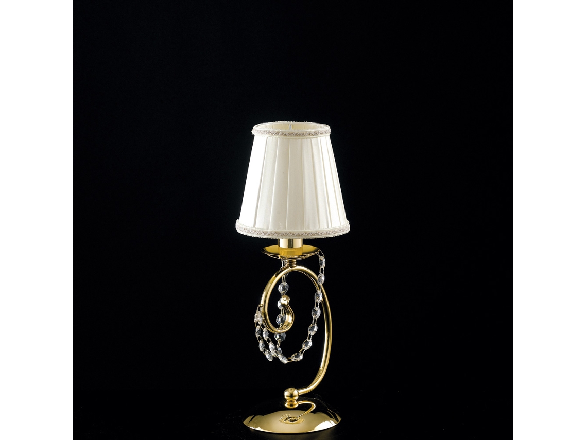 Magda - Candeeiro De Mesa 1 Luz Em Ferro Dourado Com Abajur H.27 - Ø13 - Bl146-lt-or-par