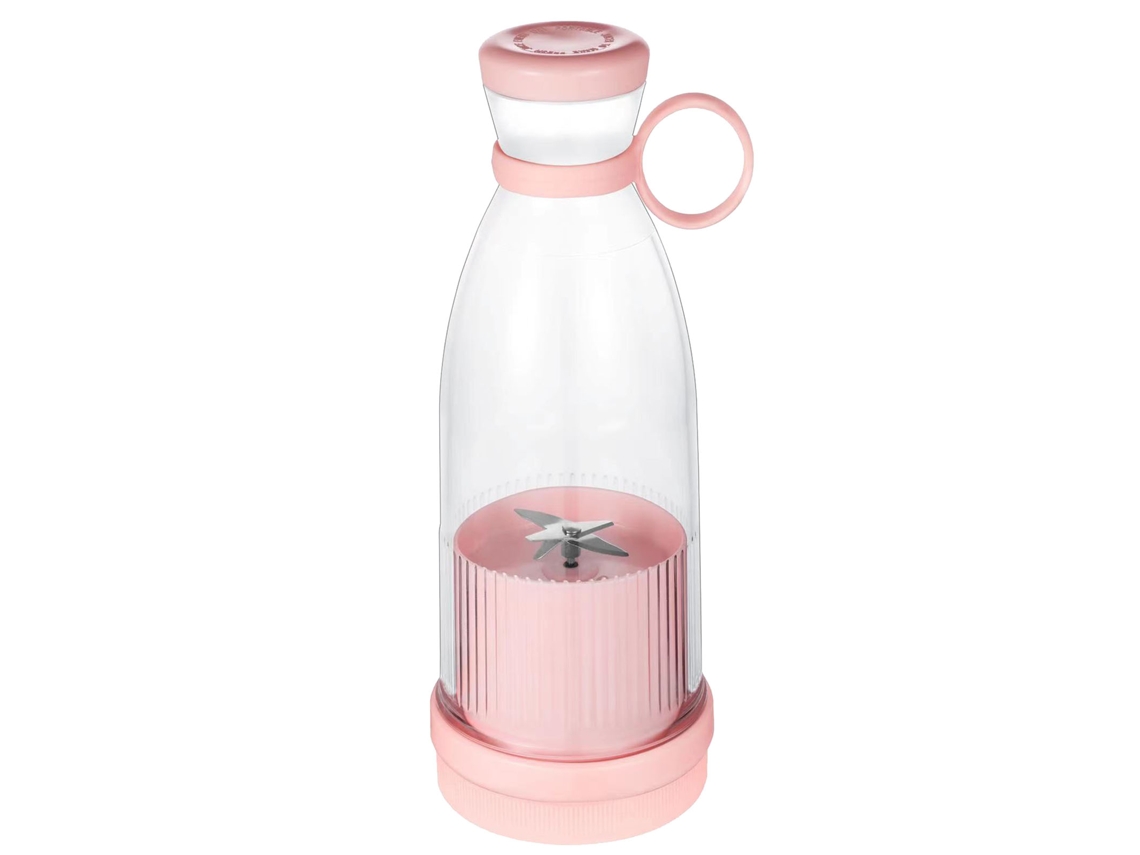 Liquidificador portátil multifuncional recarregável 360° eficiência mini manual para viagem rosa | S/MARCA