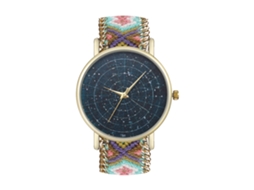 Relógio de Pulso de Quartzo Fashion com Pulseira de Lã Tecida Redonda Presente