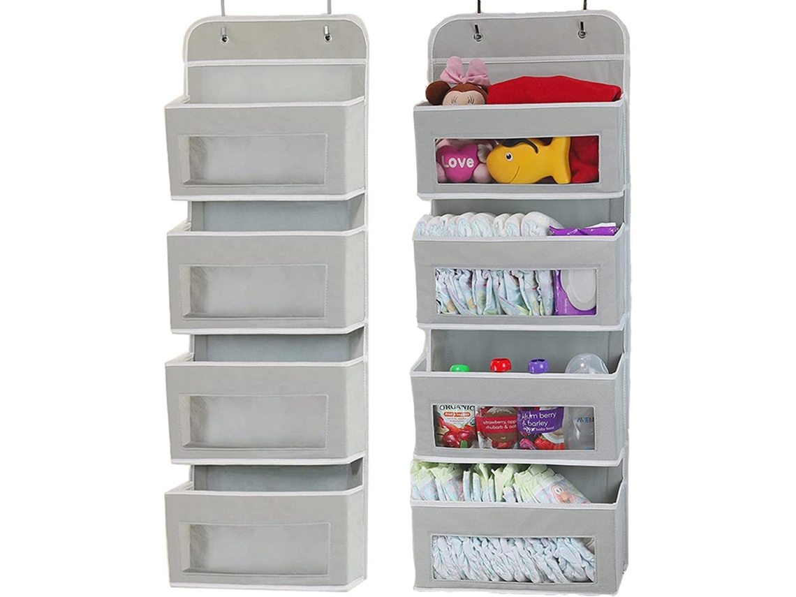 Organizador de porta dobrável de tecido com 4 bolsos Slowmoose