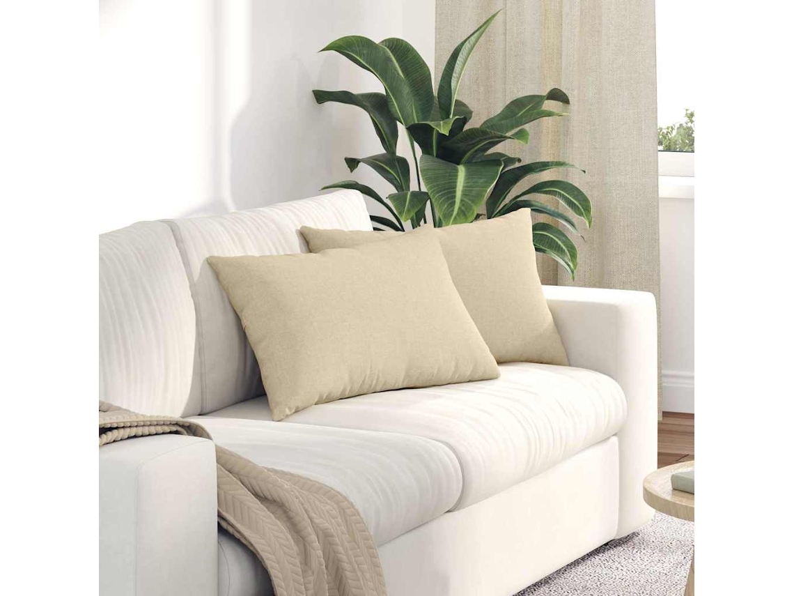 Vidaxl Travesseiros De Sofá 2 Unid. Tecido Creme 60 X 40 Cm