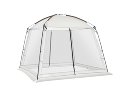 Tenda De Exterior Poliéster, Fibra De Vidro, Metal E Pe Cor Branco 300x300x240 Cm Outsunny