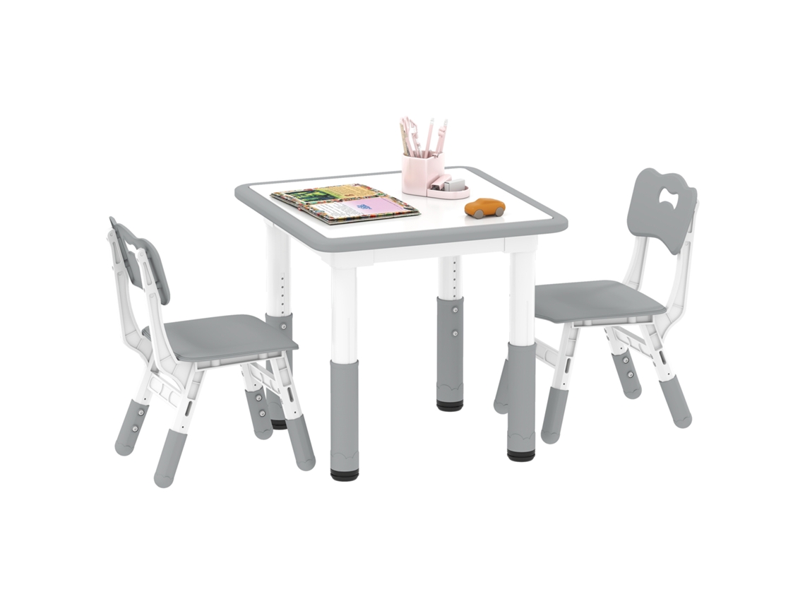 Mesa e cadeiras ajustáveis para crianças, sala de jogos, quarto, escola, branco/cinza S/MARCA