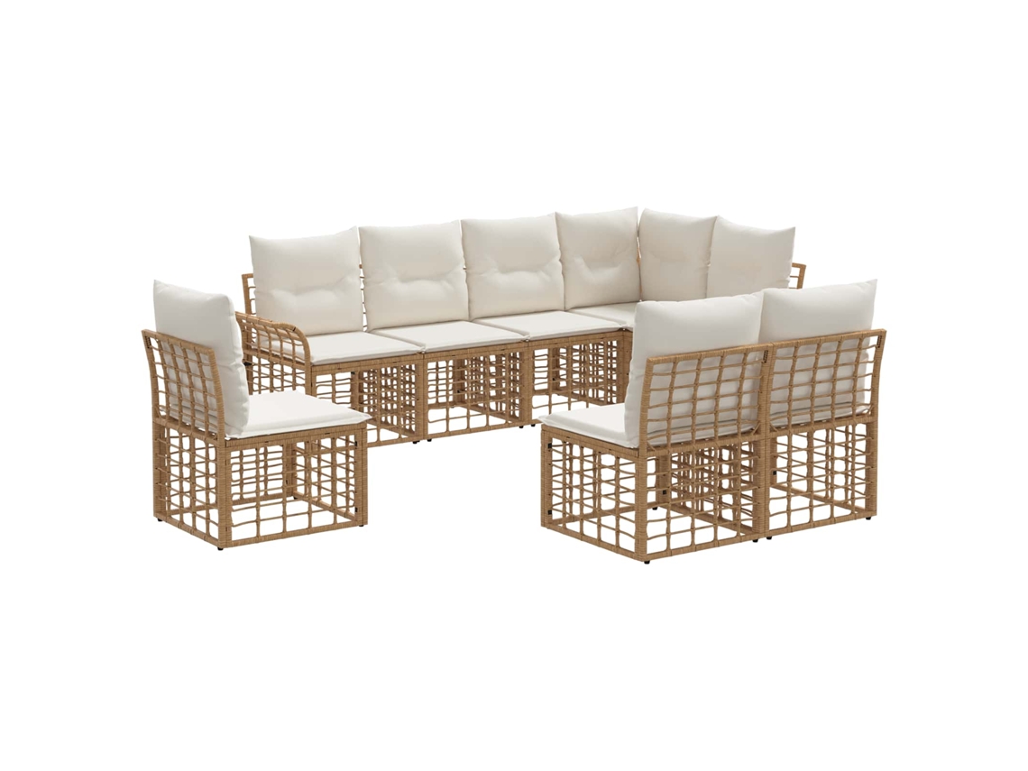 Maison Exclusive - Conjunto De Sofás Para Exterior 8 Unid. Natural E Branco Creme