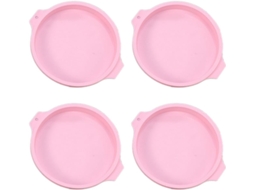 Conjunto De 4 Formas De Silicone Para Bolos E Mousses, Rosa, 20 Cm Gokoco (8 Polegadas)