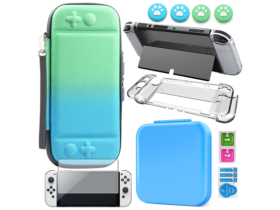 Bolsa De Armazenamento Para Switch Oled, Estojo Rígido Portátil Para Transporte Com Kit De Estojo Para Controle De Jogo, Azul Cuich