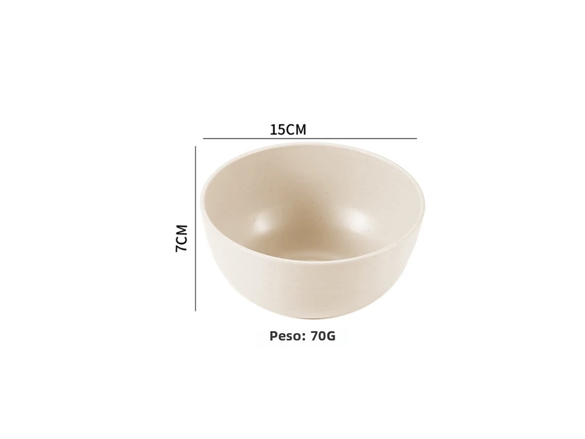 Tigela de Cozinha Ecológica de Plástico Sólido, Bege, Grande, 15 Cm , com Grande Capacidade. MDUG (6 Polegadas)