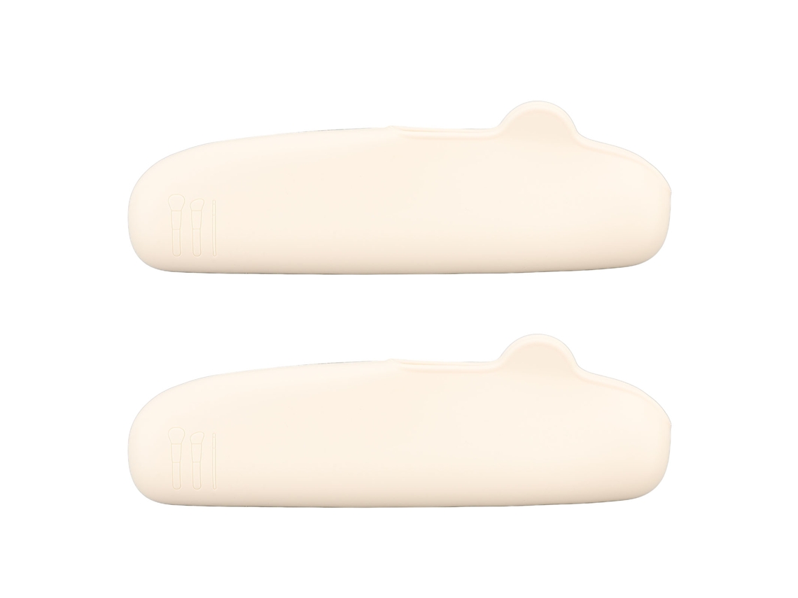 2pcs Portátil Funda De Silicona Impermeable Para Guardar Brochas De Maquillaje, Organizador Suave Para Viajes, Beige