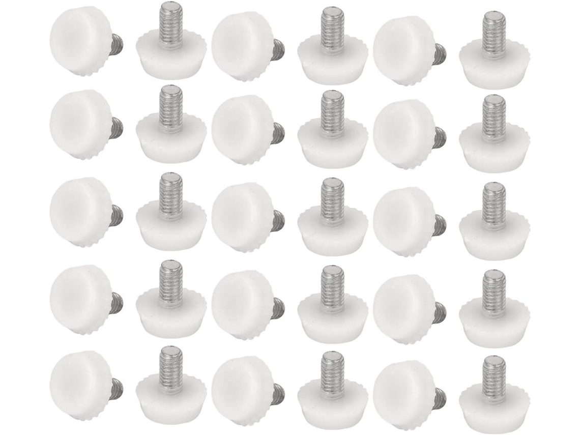 Pé Nivelador Deslizante Para Mesa De Escritório Ruilogod, Rosca M6 X 10mm, Branco, 30 Peças