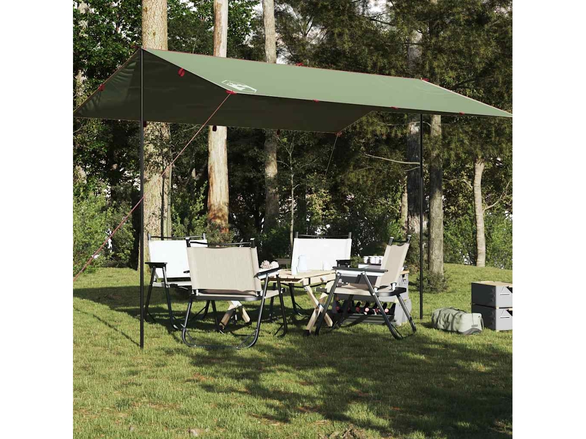 Vidaxl Lona De Campismo 400x294 Cm Impermeável Verde