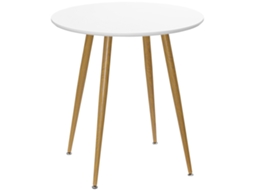 Mesa de Cozinha Mdfe Metal Cor Branco e Madeira Ø72x75 Homcom