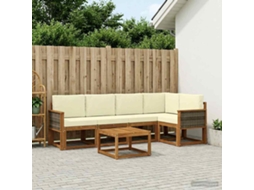 Vidaxl Conjunto De Sofás Para Exterior 6 Unid. Natural E Creme