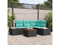 Vidaxl Conjunto De Sofá De Jardim 5 Unid. Preto Vime Pe
