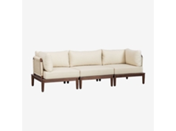 Sklum Sofá Modular De Jardim De 3 Peças Com 2 Poltronas De Canto Em Acácia Giulia Poliéster         Castanho-acácia Escuro
