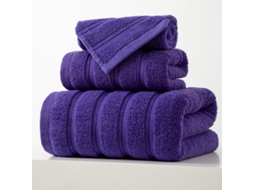 Conjunto De 3 Toalhas Em Puro Algodão Super Absorventes, De Secagem Rápida, Ideais Para Casas De Banho, Spas E Hotéis. Roxo Profundo Hexinyigjly