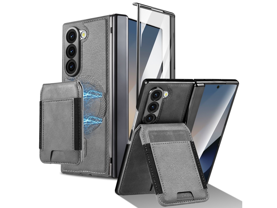 Capa Chrui Para Samsung Galaxy Z Fold 7, Carteira Removível, Compatível Com Magsafe (cinza)