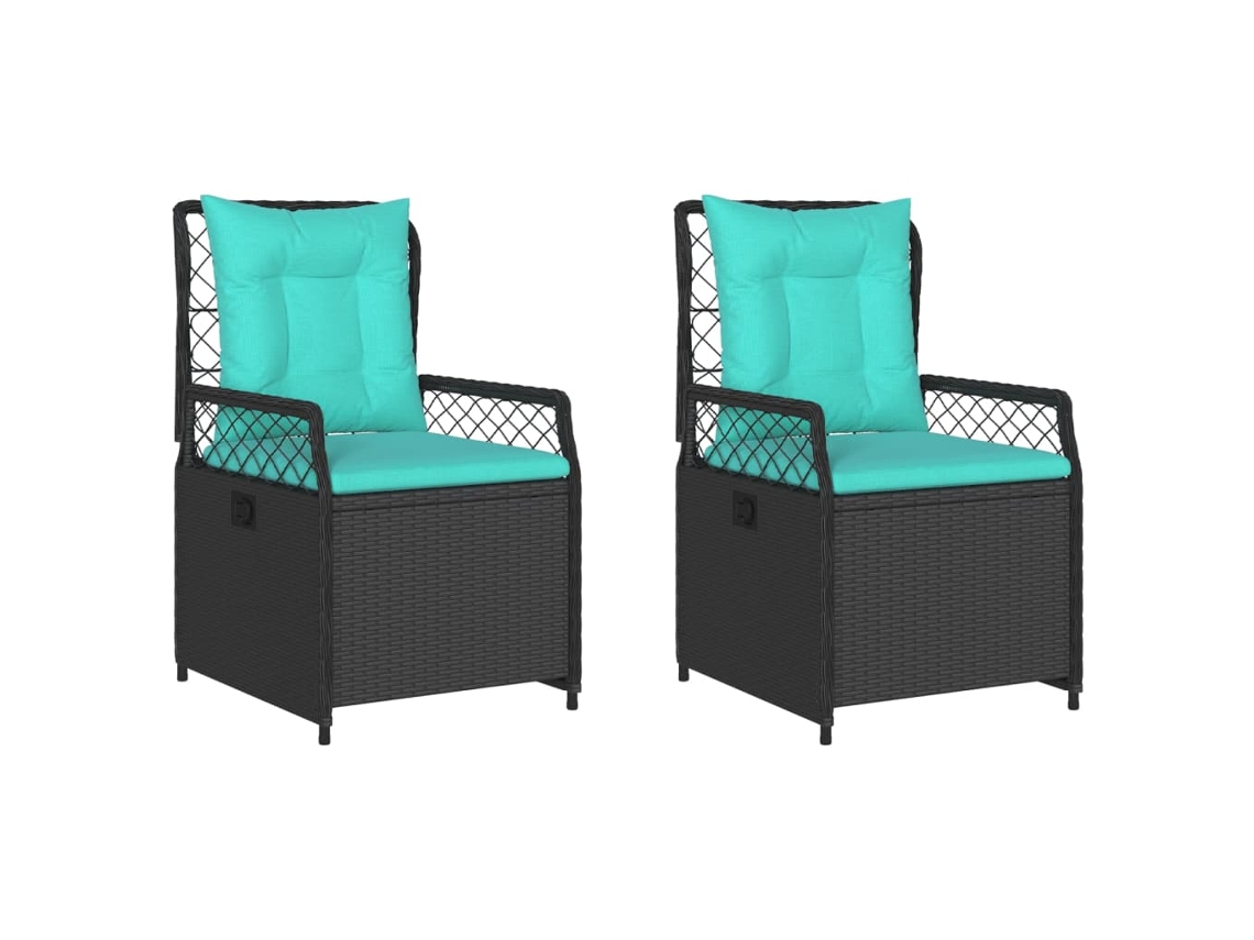 Conjunto de 2 Cadeiras de Jardim Reclináveis em Rattan Sintético Preto MAISON EXCLUSIVE