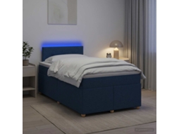 Vidaxl Cama Box Spring Com Colchão Azul 120 X 200 Cm Tecido