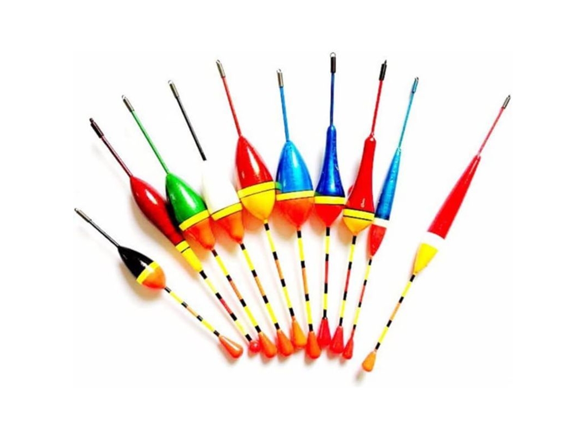 Conjunto De 10 Flotadores De Pesca Linjou Espuma Colorida Para Caña De Pescar Em Rios E Lagos