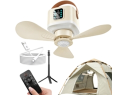 Ventilador De Teto Portátil Para Barraca Com Lâmpada Led Recarregável