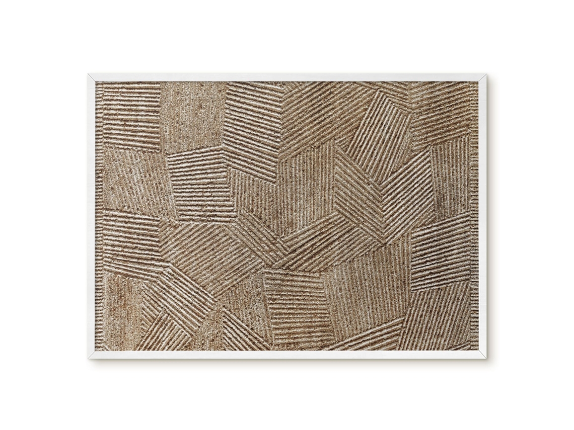 Quadro magnético de parede com penas creme para quarto Espelharte (70x50 cm)