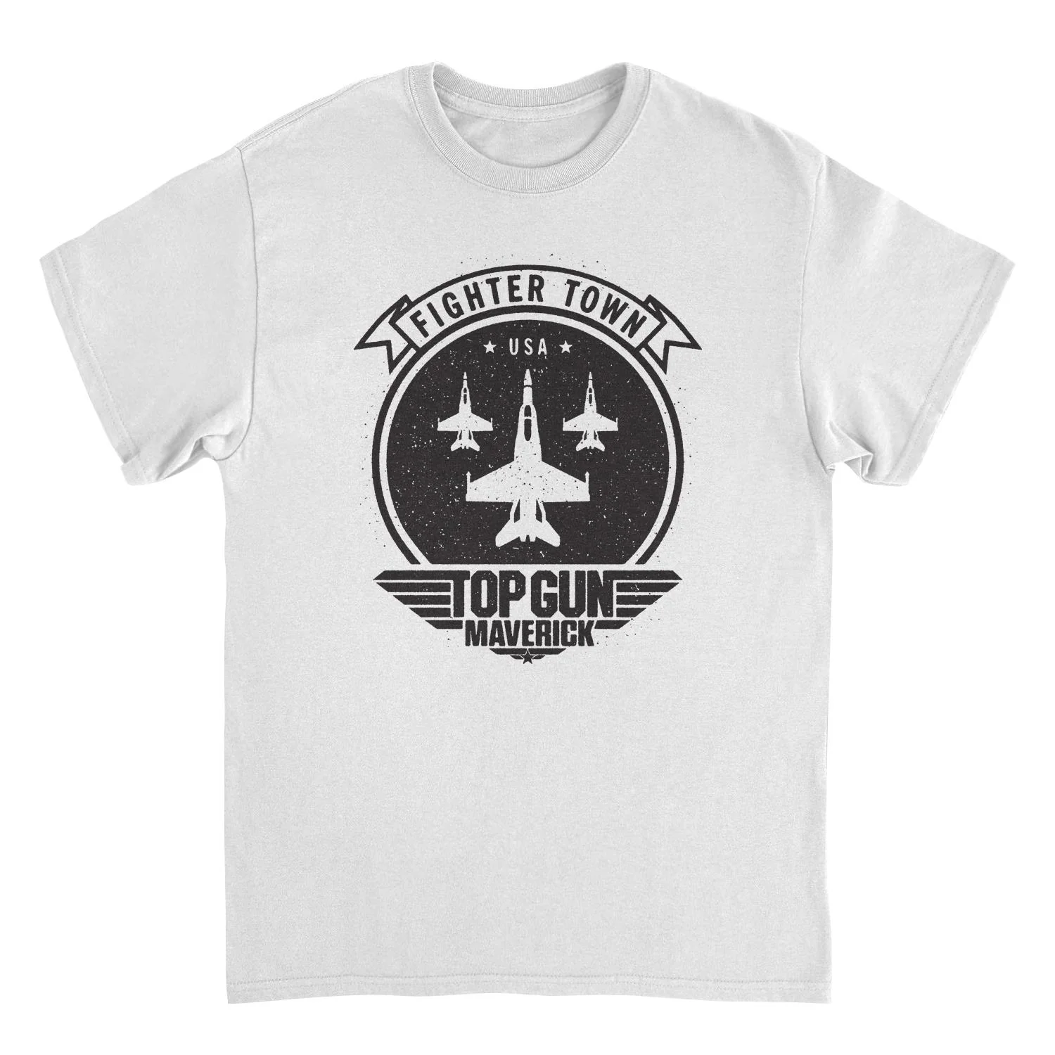 Rockinstone Top Gun Fighter Town White T-shirt Size:l