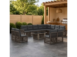 Vidaxl Conjunto De Sofá De Jardim 13 Unid. Cinza E Cinza Escuro