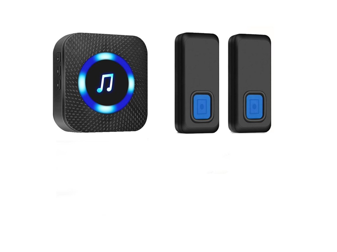 Campainha Sem Fio, À Prova Dágua Para Uso Externo, Com Dois Transmissores De Botão E Um Receptor Plug In, Indicador Led Azul E 50 Melodias. Brilvibera